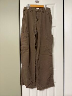 Joe Fresh Olive Brown Wide-Leg Cargo Pants